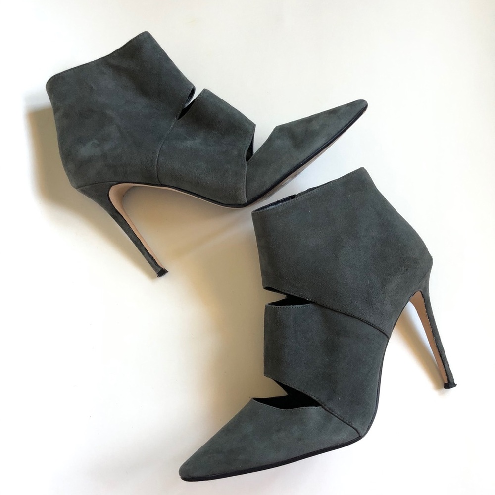 Dune London Gray Suede Adrianne Heels